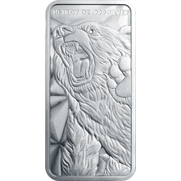 10 oz Silver Bar Bull And Bear Golden State Mint