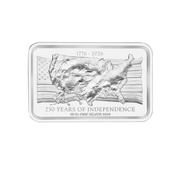 10 oz Silver Bar US Independence High Relief Australian Bullion Co