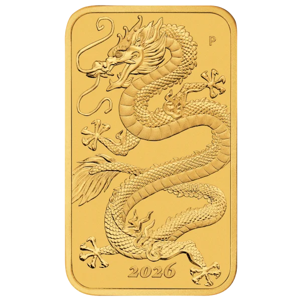 2026 1 oz Gold Perth Mint Dragon Rectangular Coin