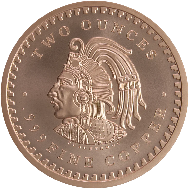2 oz Copper Round Aztec Calendar