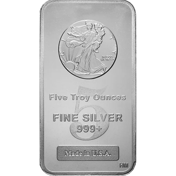 5 oz Silver Bar Walking Liberty Highland Mint