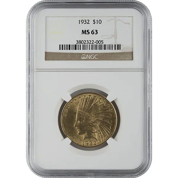 $10 U.S. Gold Indian Ngc63