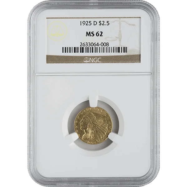 $2.5 U.S. Gold Indian Ngc62