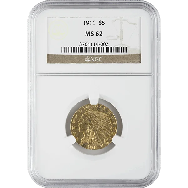 $5 U.S. Gold Indian Ngc62