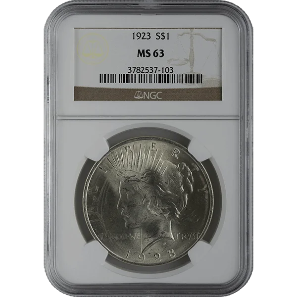 1921-1935 American Silver Peace Dollar Ngc63