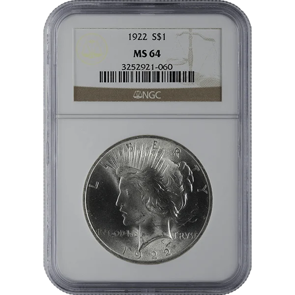 1921-1935 American Silver Peace Dollar Ngc64